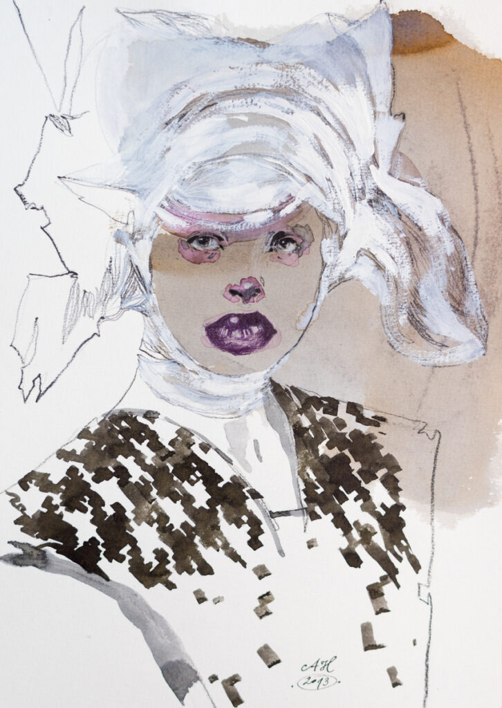 Olek Dudiak: „Tribute to Alexander McQueen” – akwarele Anny Halarewicz